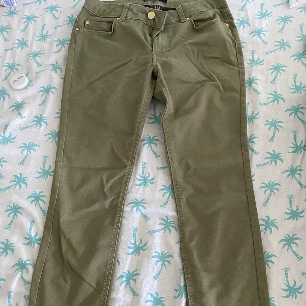 Ellen Tracey army green soft skinny jeans